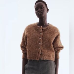 Cozy Tan Button-Up Cardigan